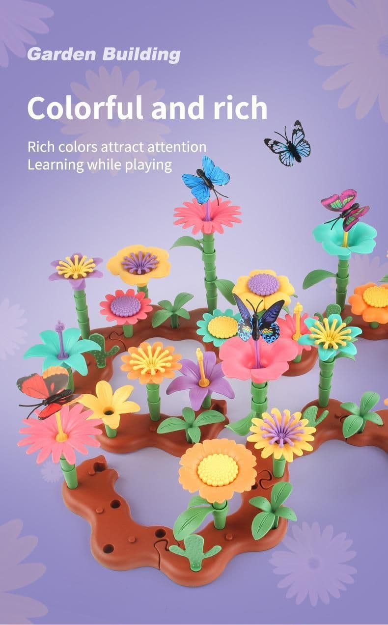 image-Variety Mosaic Garden Set Handmade Flower Arrangement DIY Assembled Girl Toys