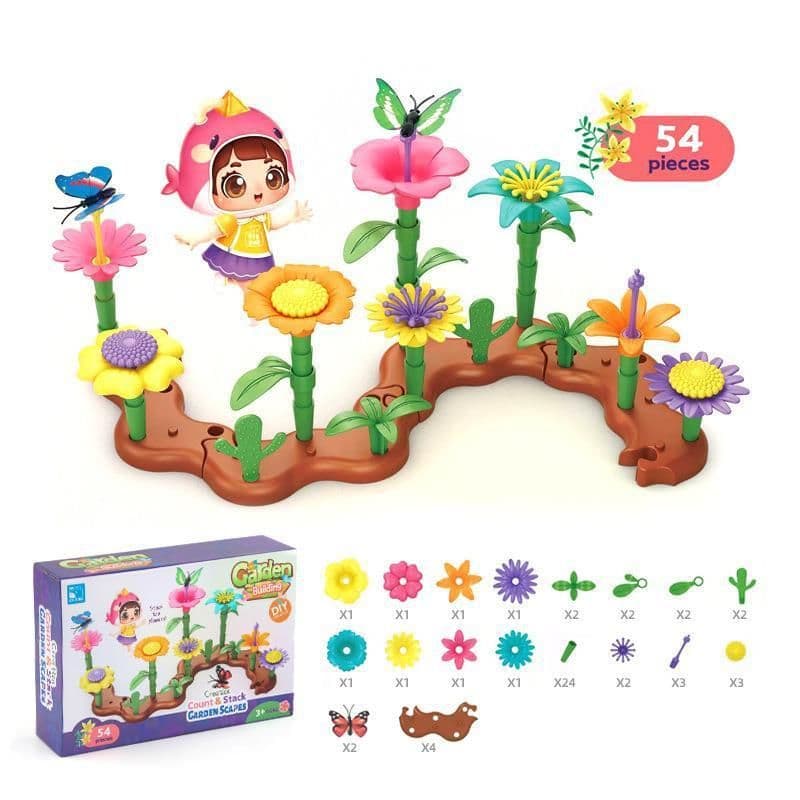 image-Variety Mosaic Garden Set Handmade Flower Arrangement DIY Assembled Girl Toys