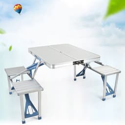 image-Outdoor One-piece Folding Table And Chair Aluminum Alloy Folding Table Wholesale Barbecue Household Camping Aluminum Alloy Portable Table And Chair