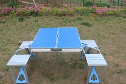 image-Outdoor One-piece Folding Table And Chair Aluminum Alloy Folding Table Wholesale Barbecue Household Camping Aluminum Alloy Portable Table And Chair