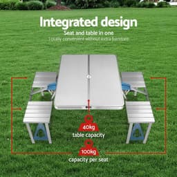 image-Outdoor One-piece Folding Table And Chair Aluminum Alloy Folding Table Wholesale Barbecue Household Camping Aluminum Alloy Portable Table And Chair