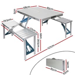 image-Outdoor One-piece Folding Table And Chair Aluminum Alloy Folding Table Wholesale Barbecue Household Camping Aluminum Alloy Portable Table And Chair