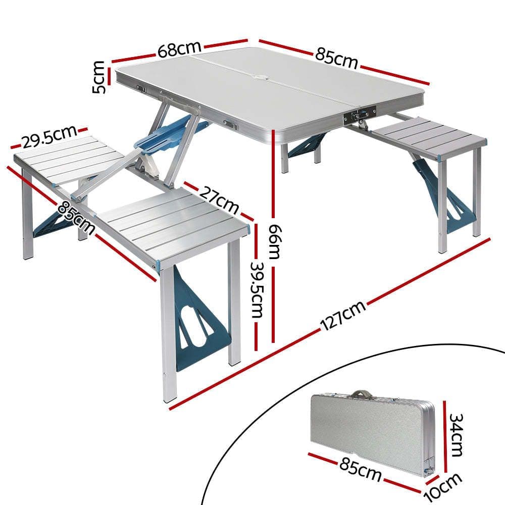 image-Outdoor One-piece Folding Table And Chair Aluminum Alloy Folding Table Wholesale Barbecue Household Camping Aluminum Alloy Portable Table And Chair