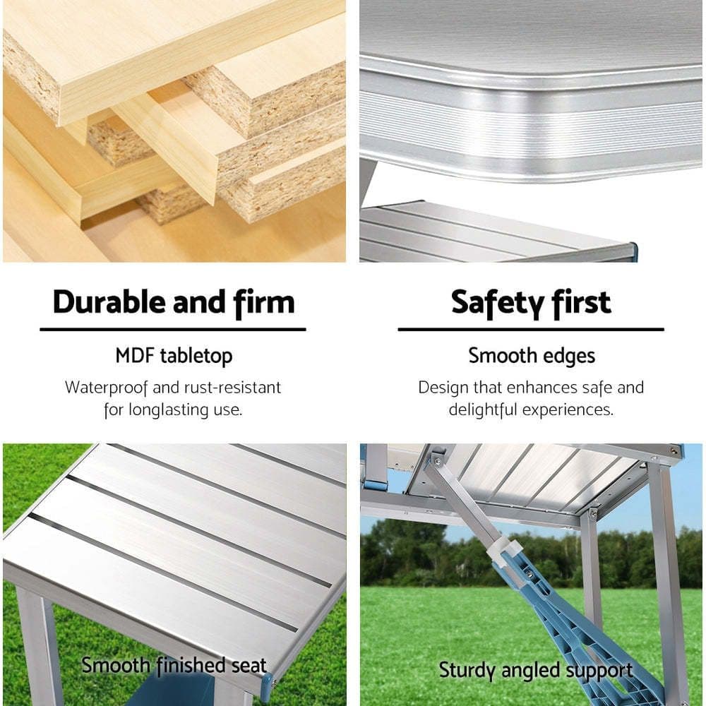 image-Outdoor One-piece Folding Table And Chair Aluminum Alloy Folding Table Wholesale Barbecue Household Camping Aluminum Alloy Portable Table And Chair