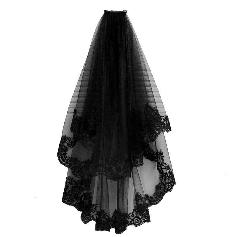 image-Black Veil Short Lace Headdress Spiritual Love Wedding Clothes Party Photo Veil Veil