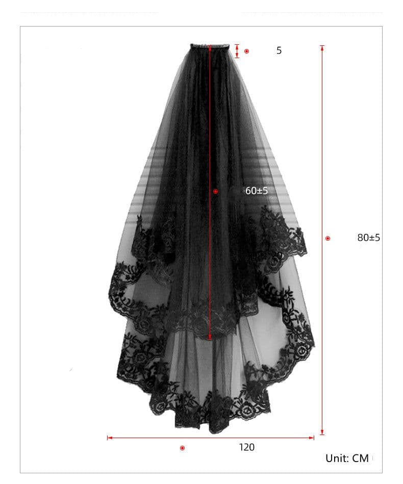 image-Black Veil Short Lace Headdress Spiritual Love Wedding Clothes Party Photo Veil Veil