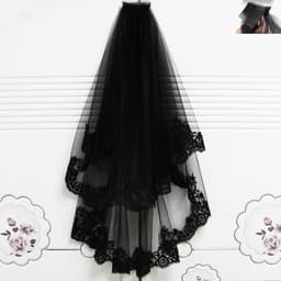 image-Black Veil Short Lace Headdress Spiritual Love Wedding Clothes Party Photo Veil Veil