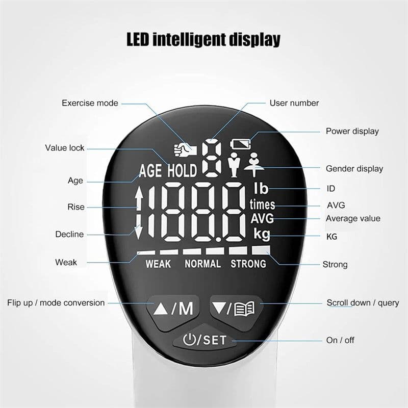 image-Digital Electric Hand Gripper Hand Dynamometer Counting Gripper Hand Grips Strengthener Measurement Meter Auto Capturing Power Good Way To Keep Fitness