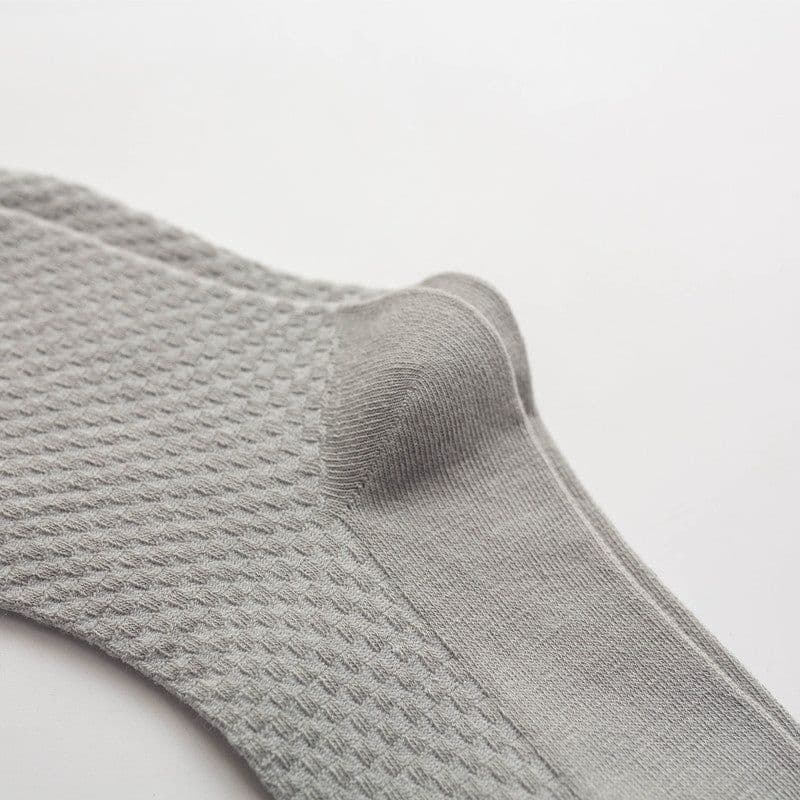 image-Bamboo Fiber Cotton Mid-calf Men Socks Double Needle Dark Flower Small Plaid Business Zhuji Socks