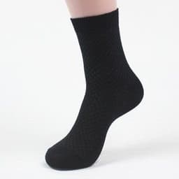 image-Bamboo Fiber Cotton Mid-calf Men Socks Double Needle Dark Flower Small Plaid Business Zhuji Socks