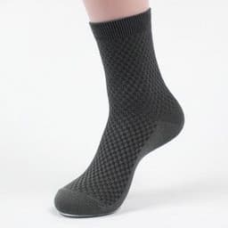 image-Bamboo Fiber Cotton Mid-calf Men Socks Double Needle Dark Flower Small Plaid Business Zhuji Socks