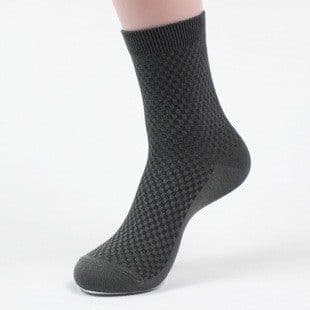 image-Bamboo Fiber Cotton Mid-calf Men Socks Double Needle Dark Flower Small Plaid Business Zhuji Socks
