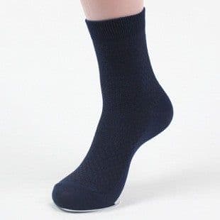 image-Bamboo Fiber Cotton Mid-calf Men Socks Double Needle Dark Flower Small Plaid Business Zhuji Socks