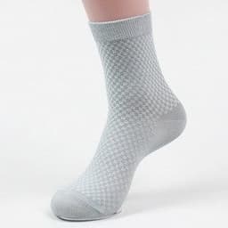 image-Bamboo Fiber Cotton Mid-calf Men Socks Double Needle Dark Flower Small Plaid Business Zhuji Socks