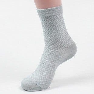 image-Bamboo Fiber Cotton Mid-calf Men Socks Double Needle Dark Flower Small Plaid Business Zhuji Socks