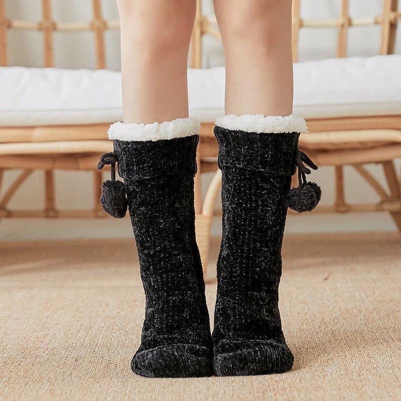 image-Floor Socks Snow Socks Home Warm With Velvet Leg Warmer Confinement Slippers Socks