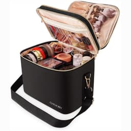 image-Double Layer Lady's Skin Care Products Cosmetic Makeup Brush Separated Storage Bag Portable Waterproof Portable Cosmetic Bag Wholesale