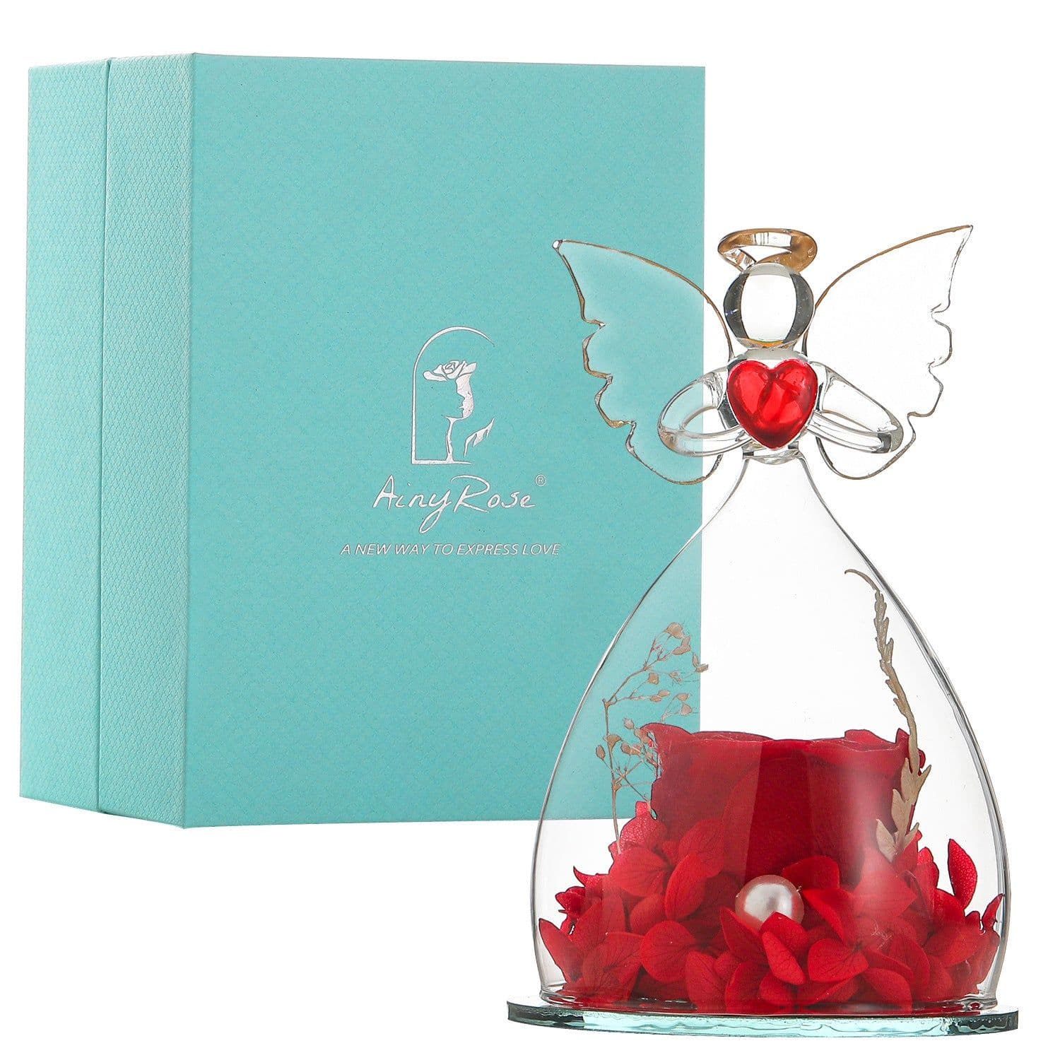 image-Amazon Hot Angel Preserved Flower Glass Cover Creative Decoration Christmas Gift Valentine's Day Rose