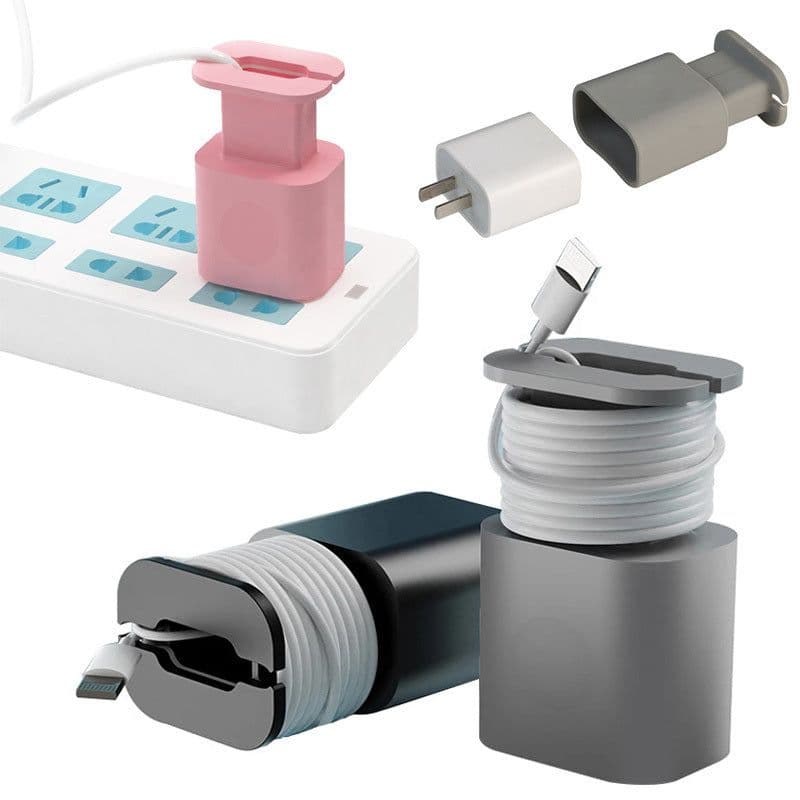image-Data Cable Organizer Power Adapter Protective Case Cover For Apple 18w 20w USB-C Fast Charger Silicone Case