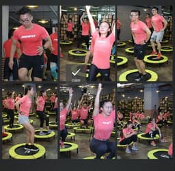 image-Trampoline Home Children Women Men Gym Class Trampoline Fitness Handrail Trampoline