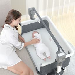 image-Portable Baby Bed Electric Bassinet Splicing Bed Foldable Newborn Baby Bedside Bed Baby Bed