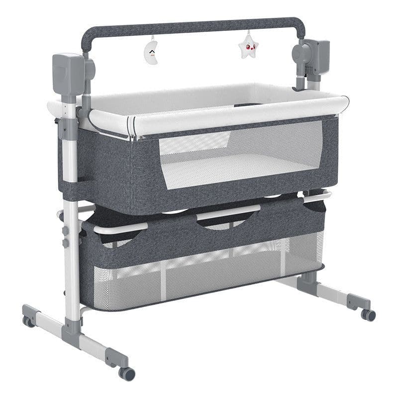 image-Portable Baby Bed Electric Bassinet Splicing Bed Foldable Newborn Baby Bedside Bed Baby Bed