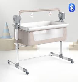image-Portable Baby Bed Electric Bassinet Splicing Bed Foldable Newborn Baby Bedside Bed Baby Bed
