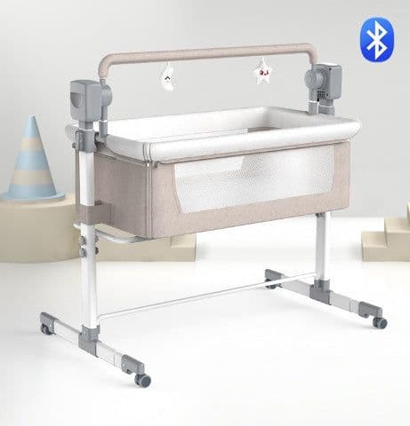 image-Portable Baby Bed Electric Bassinet Splicing Bed Foldable Newborn Baby Bedside Bed Baby Bed