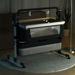 image-Portable Baby Bed Electric Bassinet Splicing Bed Foldable Newborn Baby Bedside Bed Baby Bed