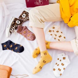 image-Cartoon Socks Women's Cotton Socks Japanese Sweet Cute Bear Boat Socks