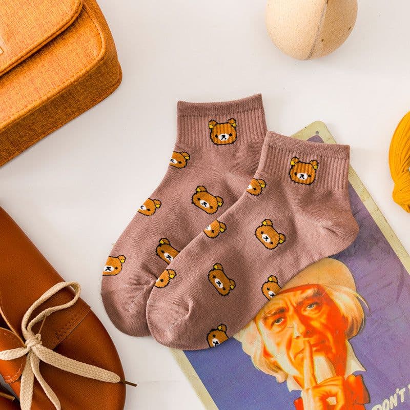 image-Cartoon Socks Women's Cotton Socks Japanese Sweet Cute Bear Boat Socks