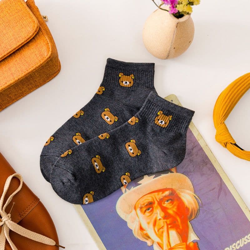 image-Cartoon Socks Women's Cotton Socks Japanese Sweet Cute Bear Boat Socks
