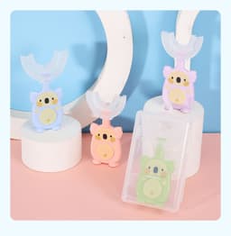 image-Zhuanzhuanxiong Manual Children's U-shaped Toothbrush Silicone Toothbrush Baby