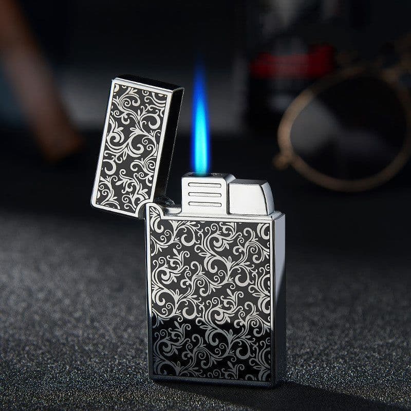 image-Bao B813 Gas Lighters Metal Langsheng Steel Tone Direct Punching Windproof Blue Flame Electronic Lighter