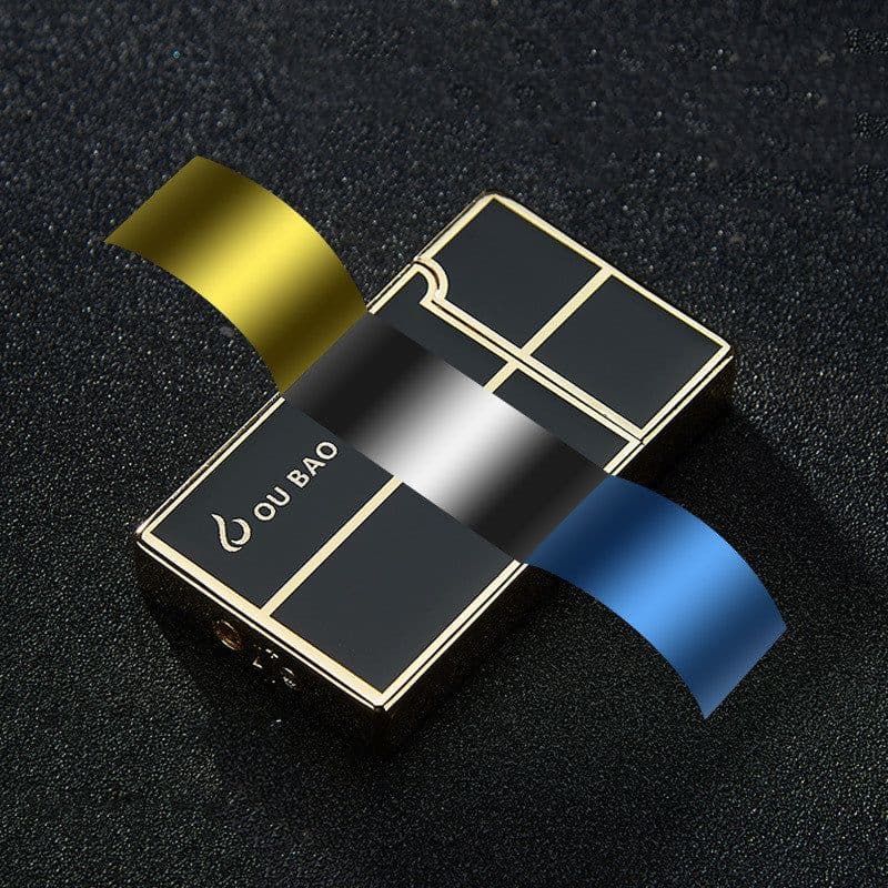 image-Bao B813 Gas Lighters Metal Langsheng Steel Tone Direct Punching Windproof Blue Flame Electronic Lighter