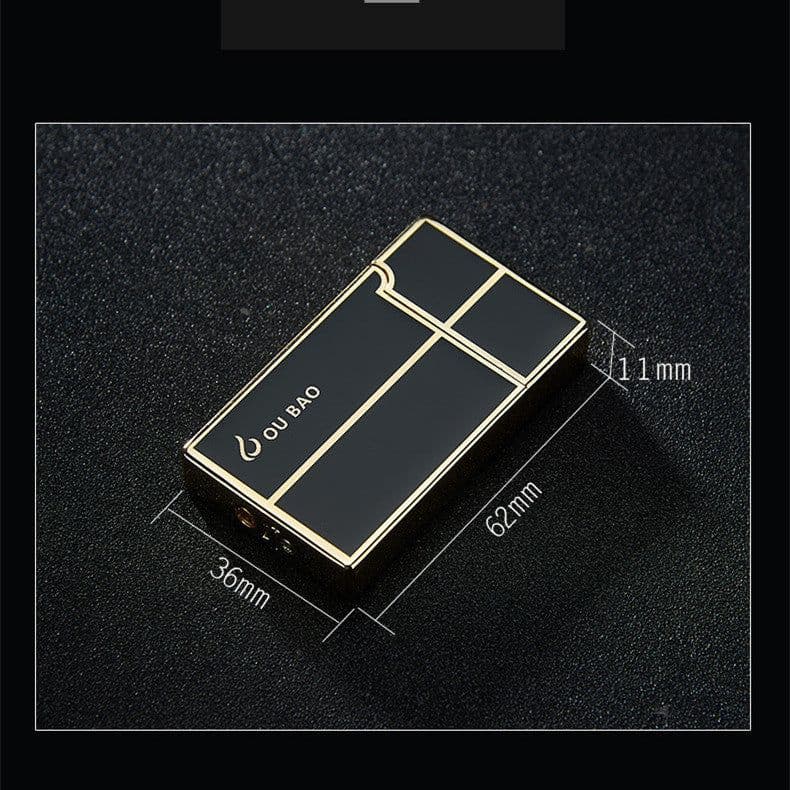 image-Bao B813 Gas Lighters Metal Langsheng Steel Tone Direct Punching Windproof Blue Flame Electronic Lighter