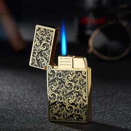 image-Bao B813 Gas Lighters Metal Langsheng Steel Tone Direct Punching Windproof Blue Flame Electronic Lighter