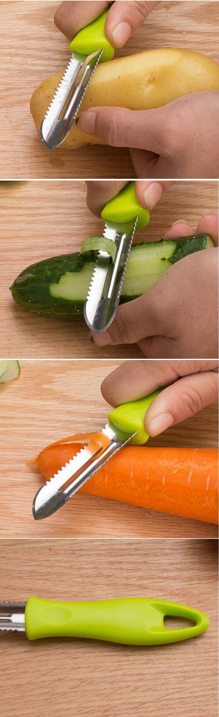 image-Peeler Dual-purpose Peeler Fruit Vegetable Potato Peeler Kitchenware Household Paring Knife Multi-purpose Stainless Steel Scales Scraper