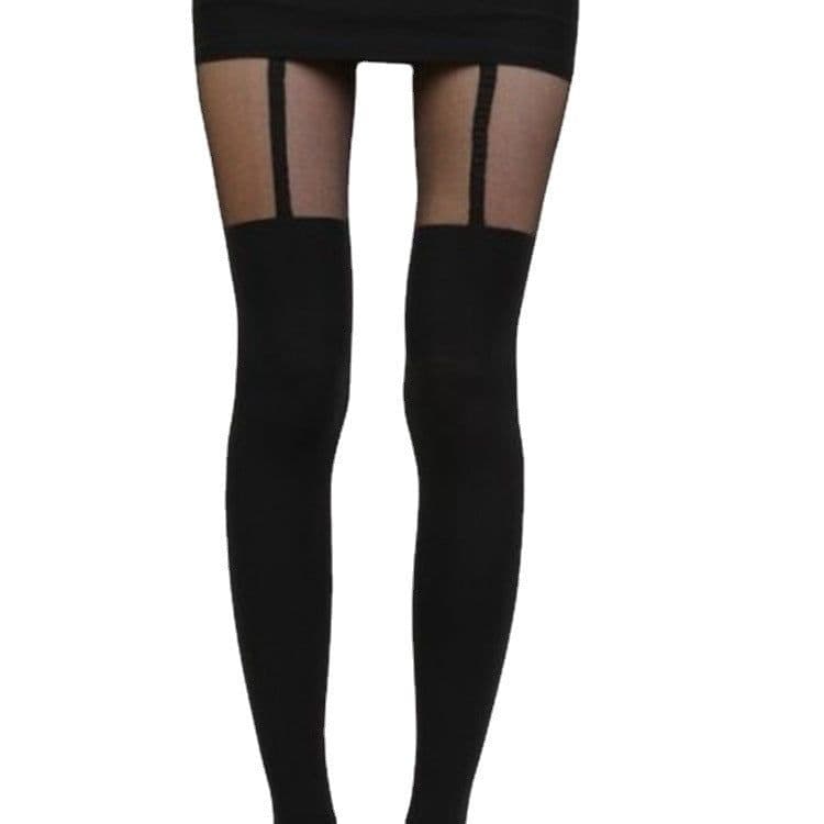image-Spring Hot Fake Suspenders Stitching Pantyhose Fake Thigh High