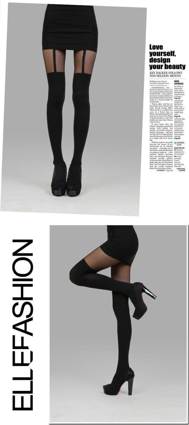 image-Spring Hot Fake Suspenders Stitching Pantyhose Fake Thigh High