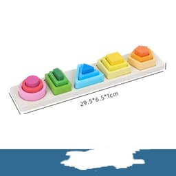 image-Geometric Shape Five Sets Of Column Building Blocks Early Education Intellectual Development Toys