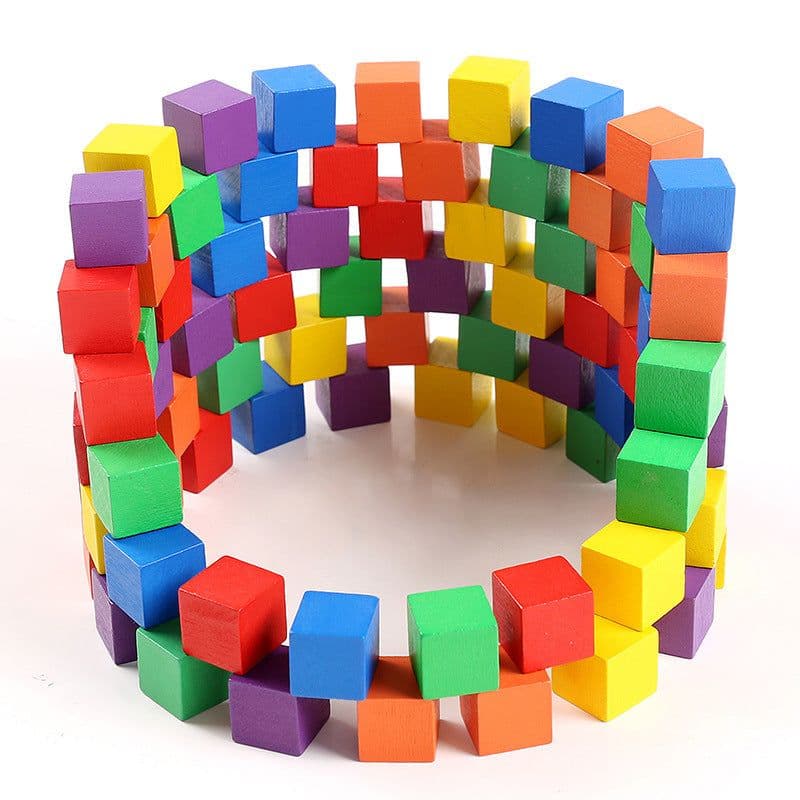 image-100 Cube Wood Small Building Block Children's Educational Toys