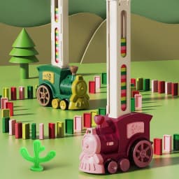 image-Dominoes Small Train Children's Building Blocks Toy Electric