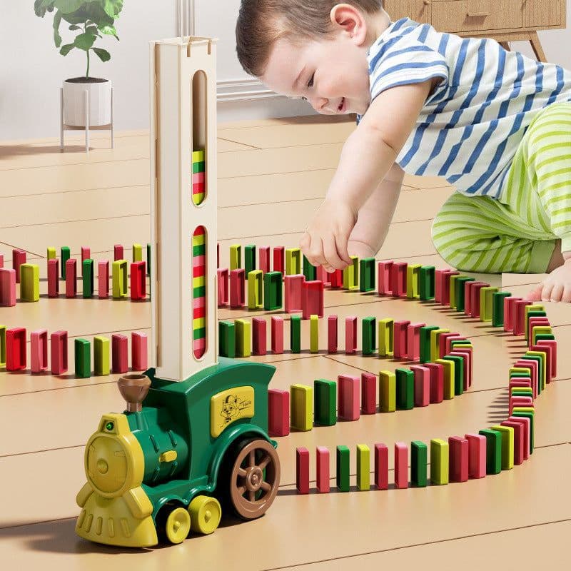 image-Dominoes Small Train Children's Building Blocks Toy Electric