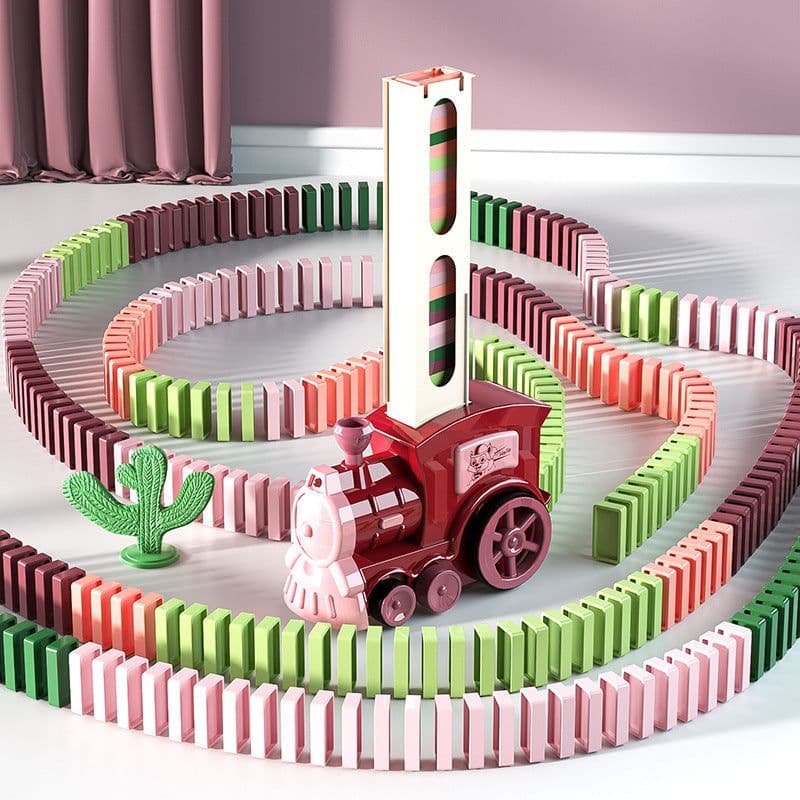 image-Dominoes Small Train Children's Building Blocks Toy Electric