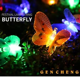 image-LED Solar String Lights Optical Fiber Butterfly Solar LED Spot Light Grass Christmas Festival Garden Decorative Colored Lights