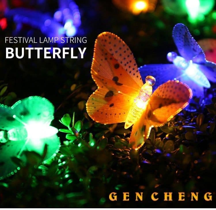 image-LED Solar String Lights Optical Fiber Butterfly Solar LED Spot Light Grass Christmas Festival Garden Decorative Colored Lights