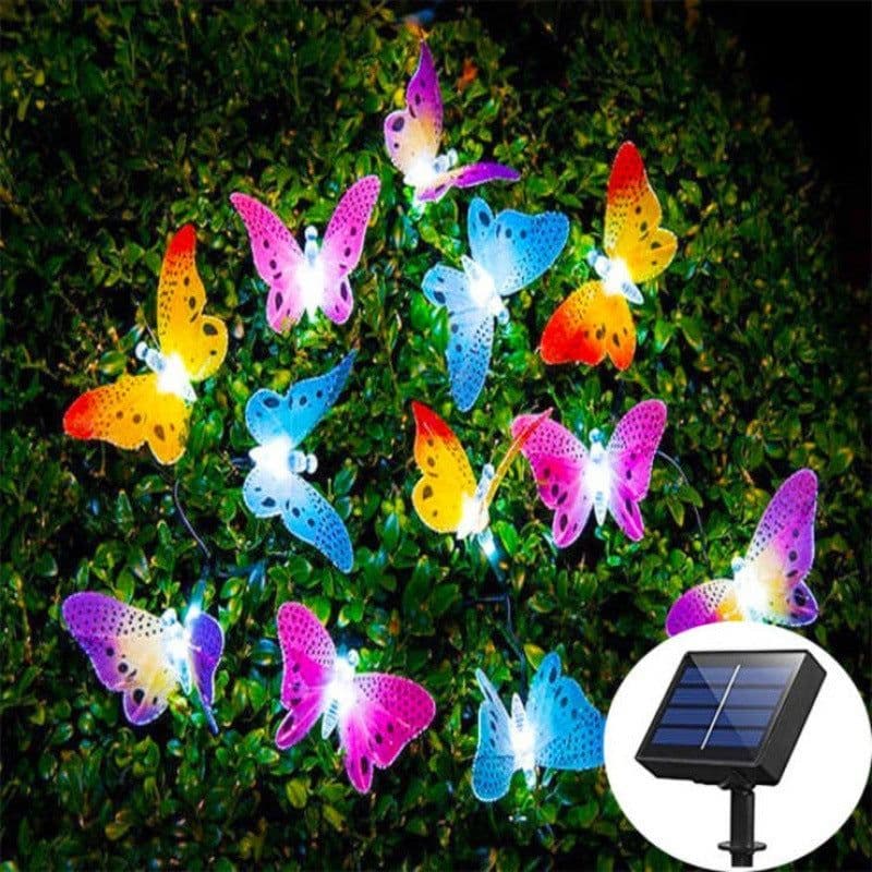 image-LED Solar String Lights Optical Fiber Butterfly Solar LED Spot Light Grass Christmas Festival Garden Decorative Colored Lights