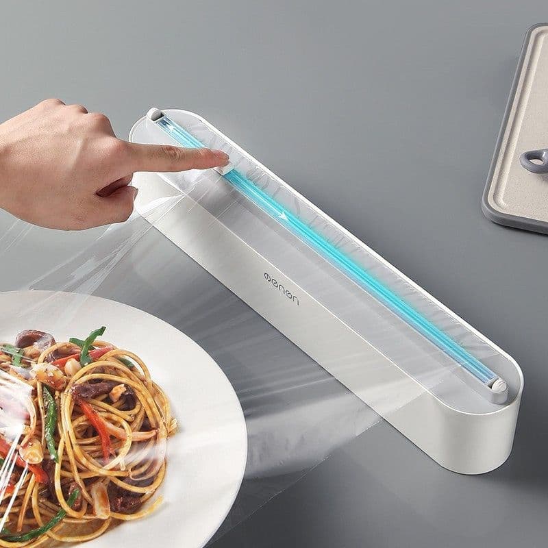 image-Upgraded Plastic Sharp Cutter Fixing Foil Cling Film Wrap Dispenser Fixed Refrigerator Storage Holder Kitchen Tool Accessories