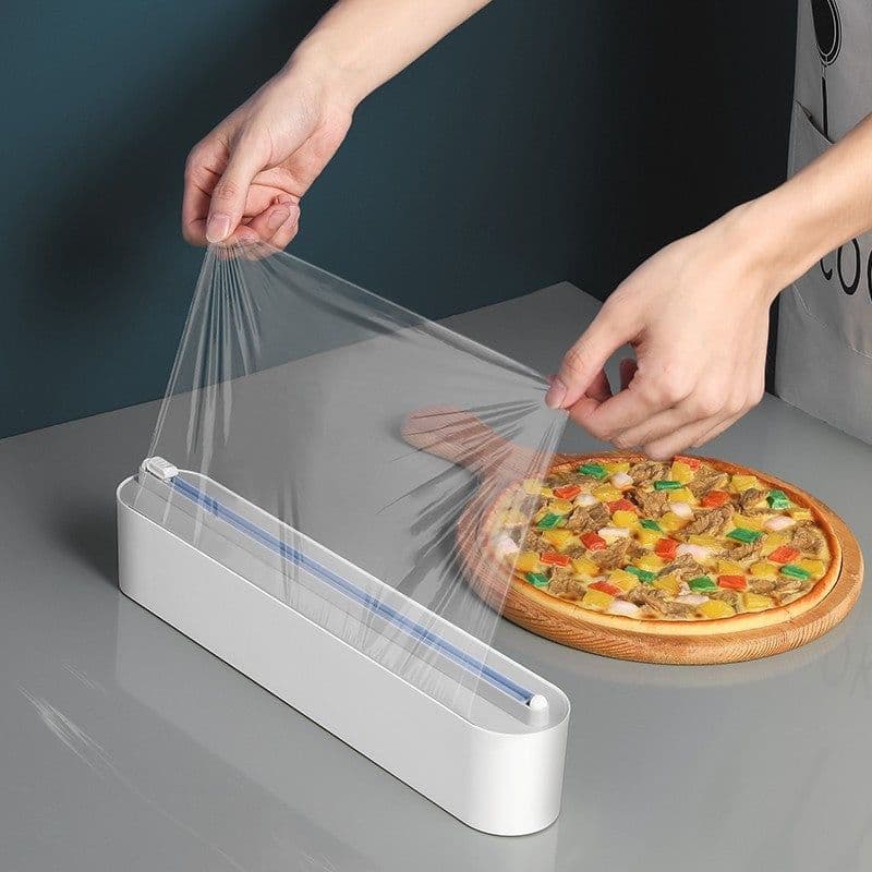 image-Upgraded Plastic Sharp Cutter Fixing Foil Cling Film Wrap Dispenser Fixed Refrigerator Storage Holder Kitchen Tool Accessories